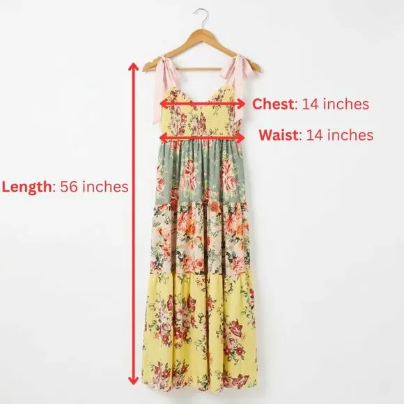 Floral Boho Maxi Dress Tiered Tie Shoulder est. Med Free People "Bluebell"-Insp - Picture 8 of 9